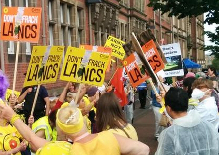 Protesters in Lancaster opposing a fracking proposal 