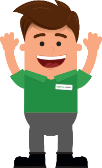 HomeFuels mascot Ollie with his hands up!